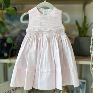 NWT Feltman Brothers Pink Smocked Heirloom Dress Pintuck Sleeveless Embroidered